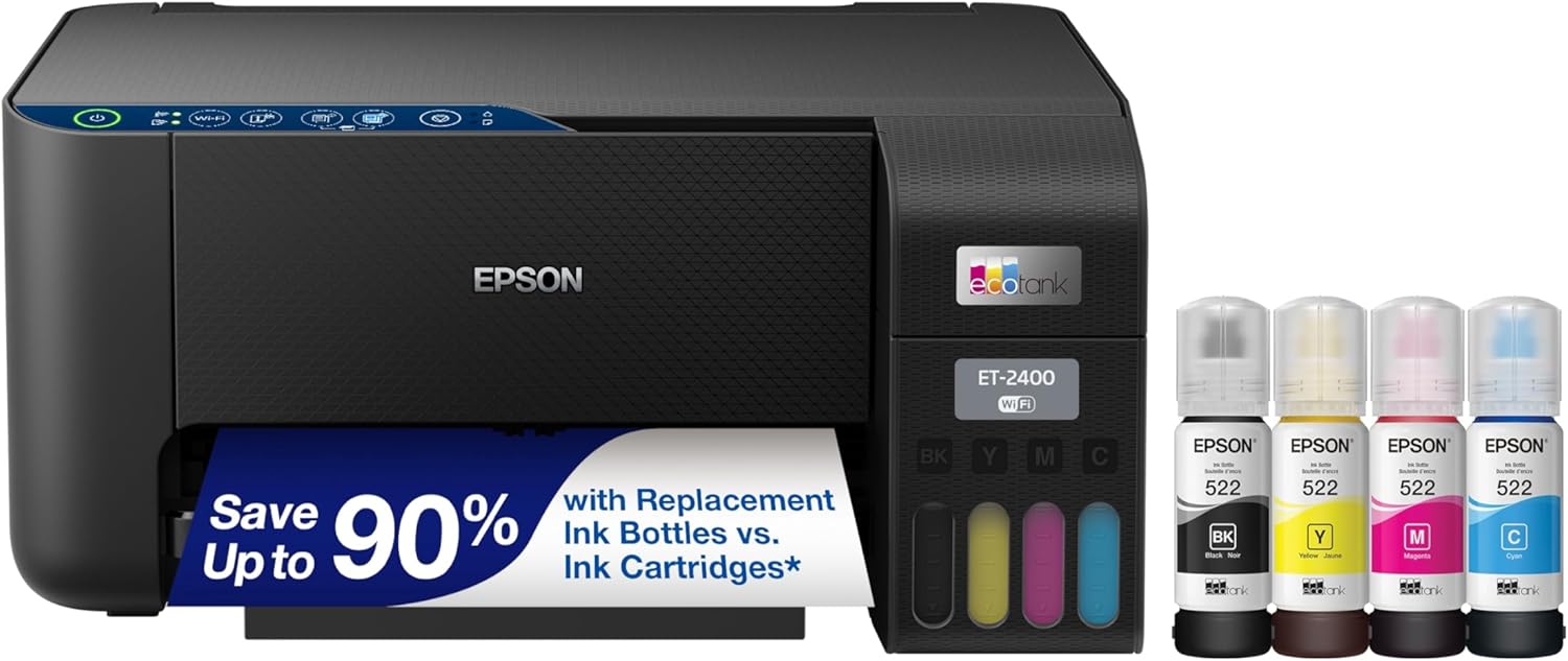 Epson EcoTank ET-2400 Wireless Color All-in-One Cartridge-Free Supertank Printer